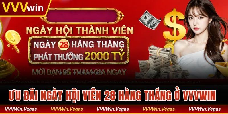Ưu đãi ngày hội viên 28 hàng tháng ở VVVwin